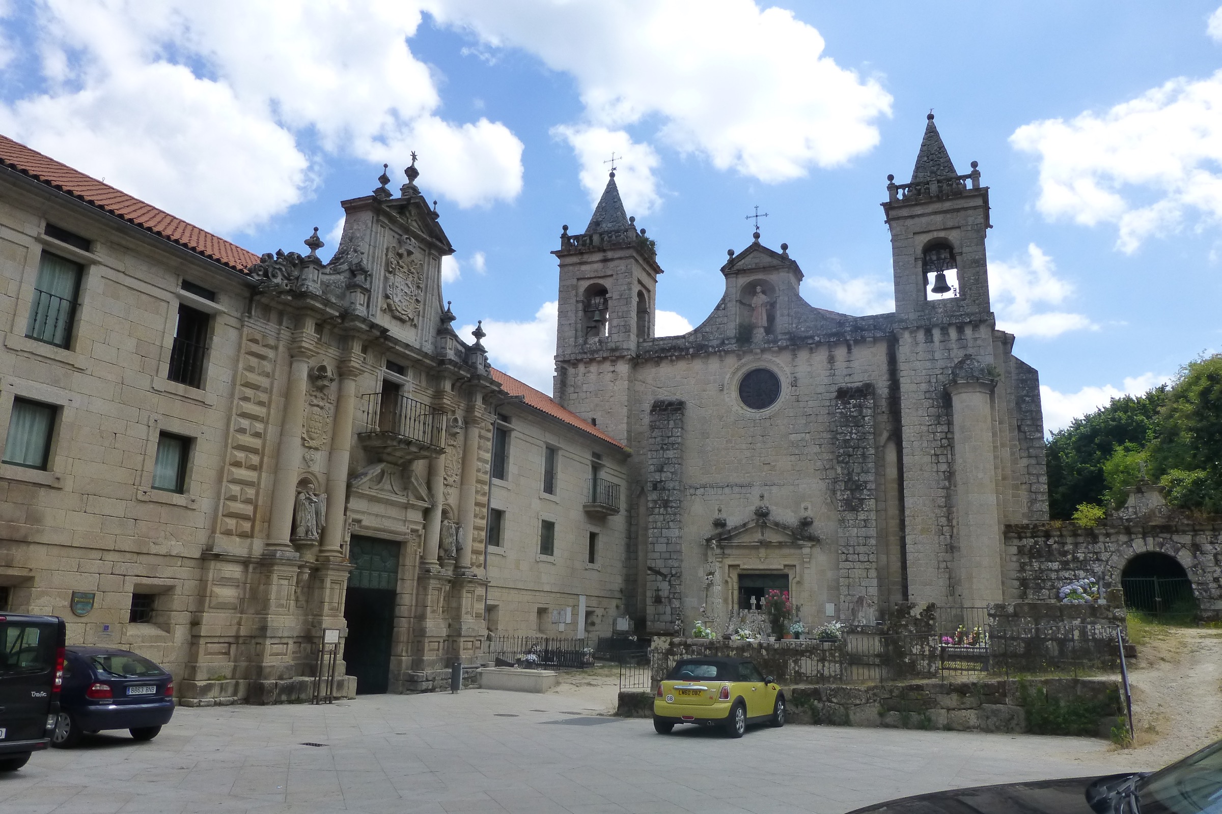 The principal façade and church of Santo Estevo de Ribas de Sil